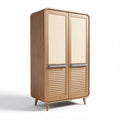 Wooden wardrobe with sliding doors for bedroom storage 150 x 80 x 200cm