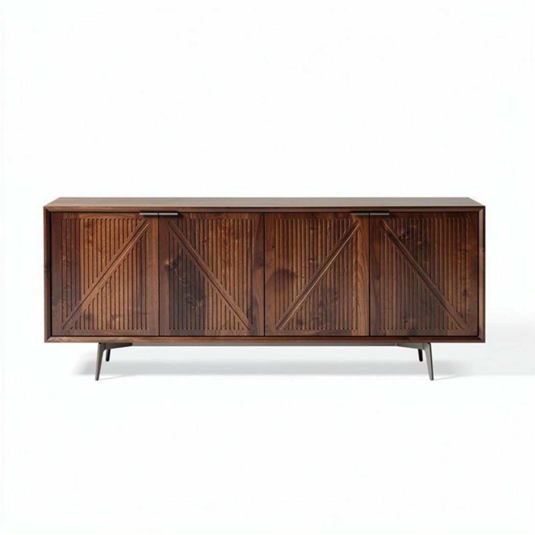 Wooden sideboard with sliding doors and minimalist design 160 x 40 x 80cm