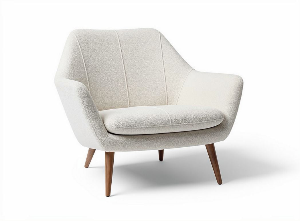 Cozy accent chair with soft boucle fabric and wooden legs 80 x 90 x 75cm