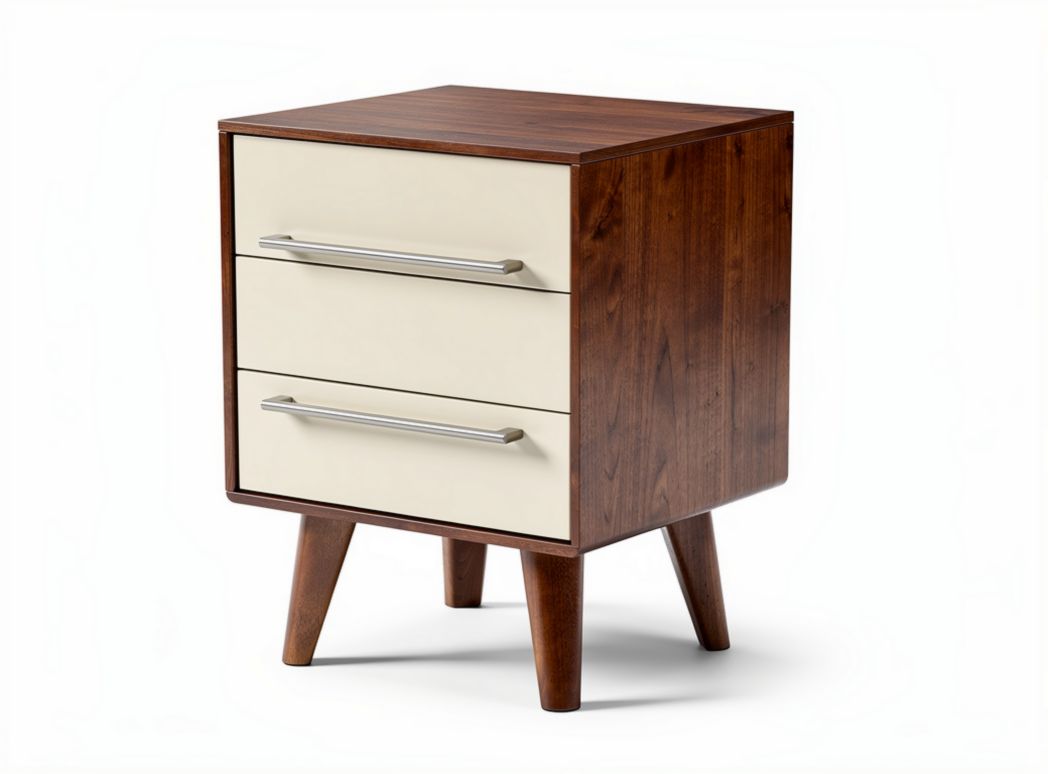 Wooden nightstand with woven drawer fronts and natural finish 40 x 30 x 50cm