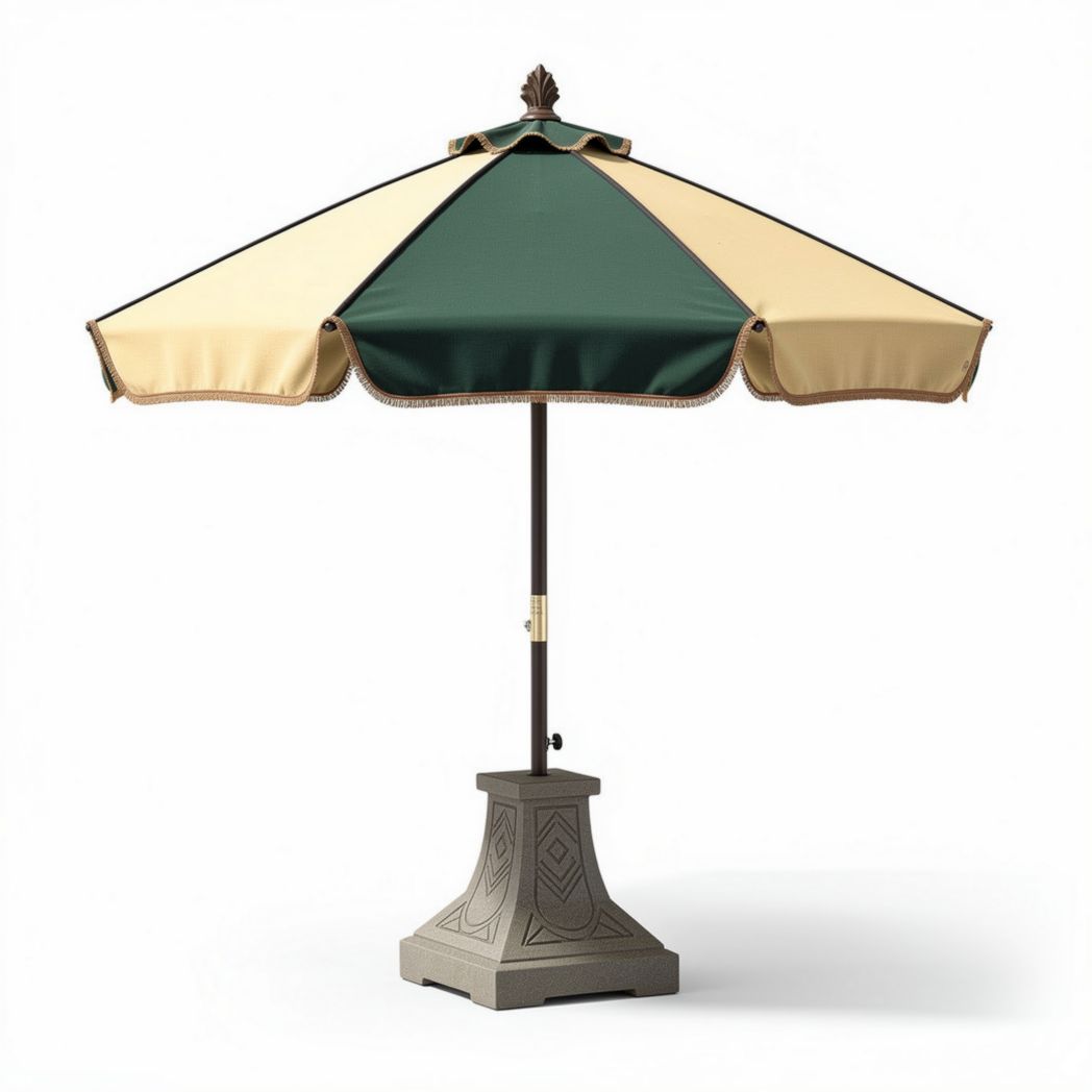 Outdoor market umbrella with fringe design 200 x 200 x 240cm green fabric