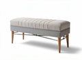 Upholstered bench with fabric cushioning and wooden legs 120 x 40 x 45cm