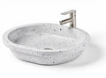 Terrazzo bathroom sink in oval shape gray color 50 x 35 x 15cm