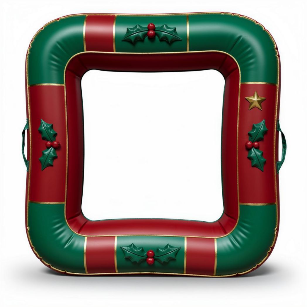 Inflatable square frame holiday decoration in red and green 90 x 90 x 15cm