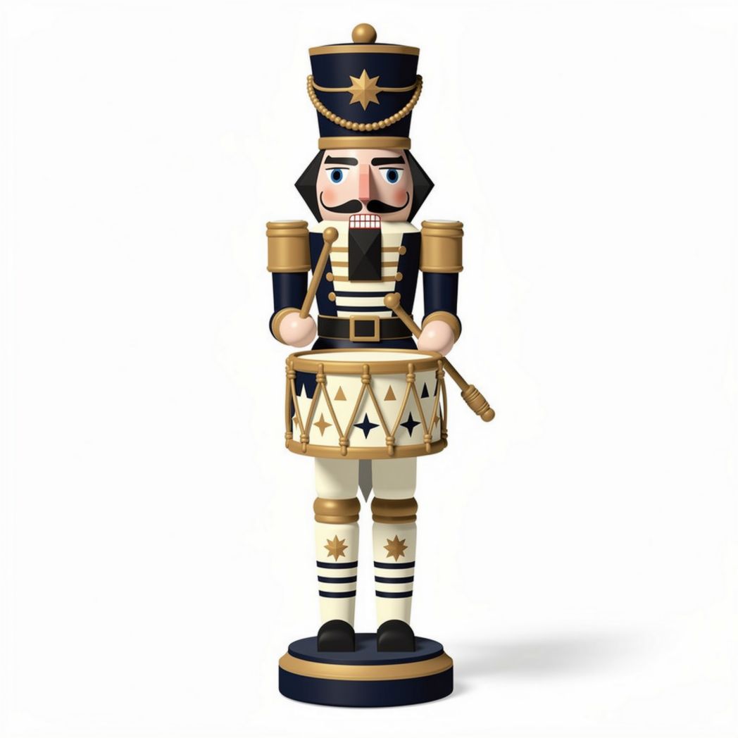 Nutcracker figure decorative piece in navy and gold 15 x 10 x 30cm