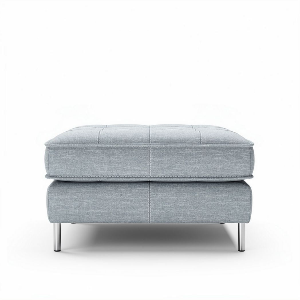 Gray fabric ottoman with metal legs 80 x 80 x 40cm for living room use