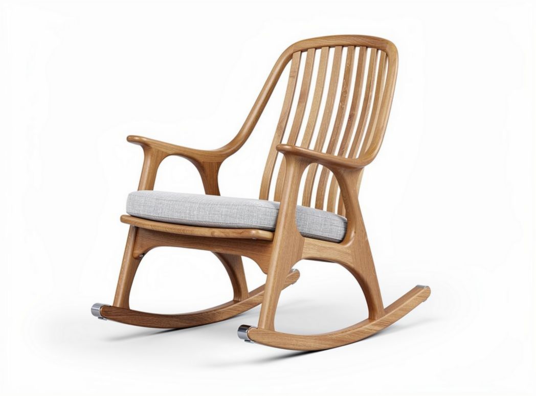 Wooden rocking chair with cushion seat and minimalist design 80 x 60 x 100cm